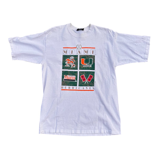 90s T-Shirt Graphic Miami Hurricanes Logos Tee