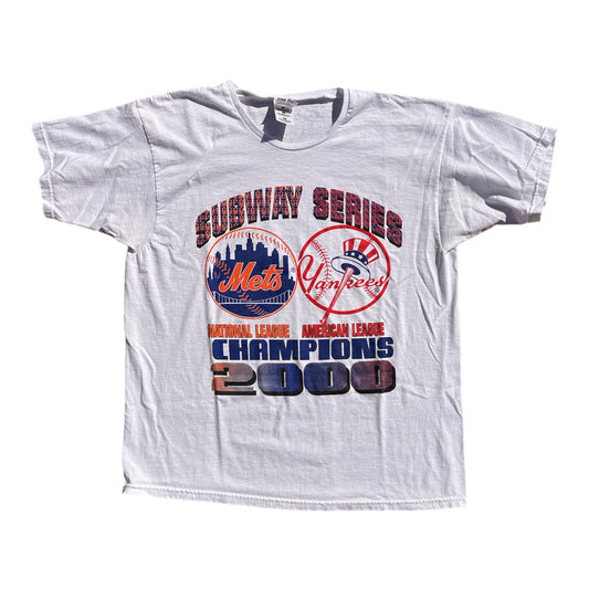 Y2K Fruit of the Loom Subway Series New York Mets & Yankees T-Shirt